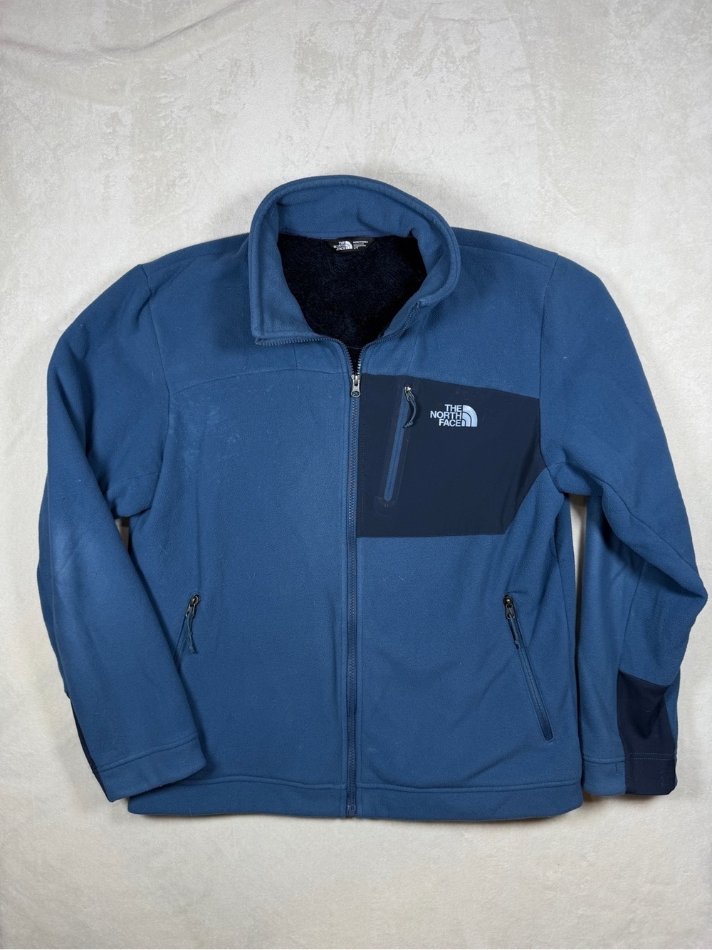 The North Face Large Men’s Two-Tone Blue Fleece Jacket Synchilla Lining Recent